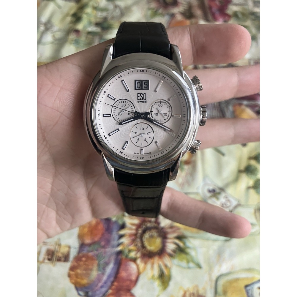 ESQ by Movado Stainless Steel Chronograph Mens Watch #E5290 PRE-OWNED